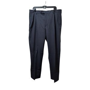 Lands' End Outfitters Dress Pants Men’s 37x32 Navy Blue Pleated Stretch